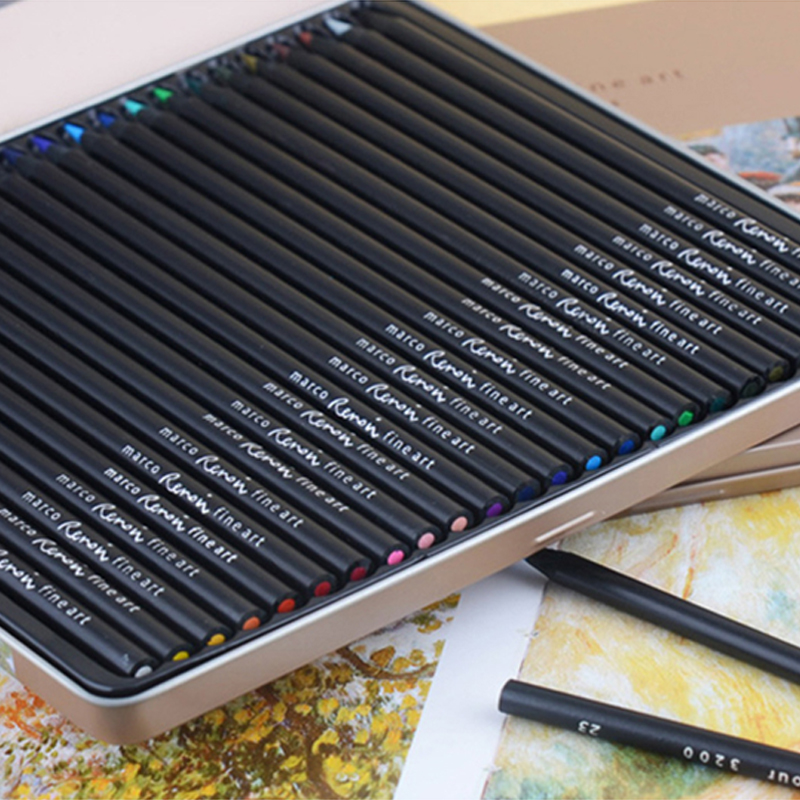 马可雷诺阿48色油性彩铅36色彩色铅笔成人绘画专业彩铅笔初学者学生用手绘设计填色画笔3200